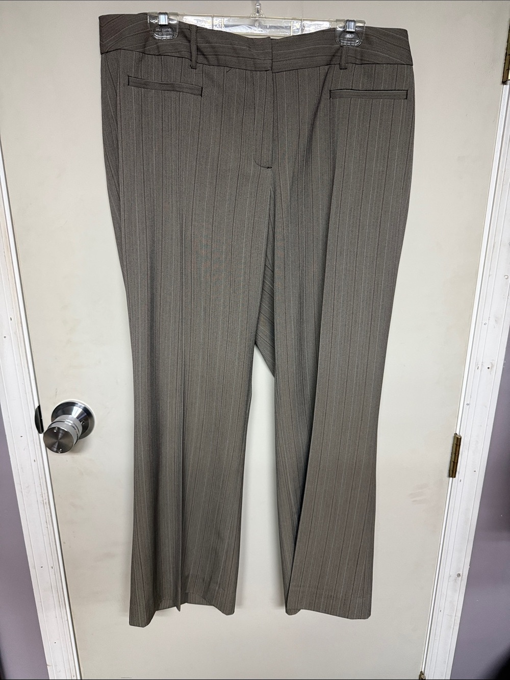 Focus 2000 Women's Taupe Pinstripe Trousers